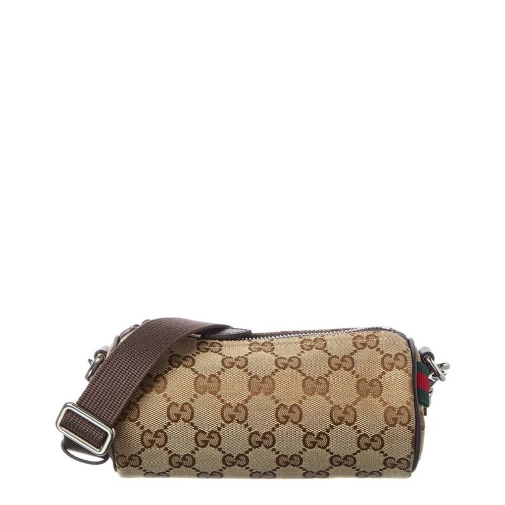 Gucci Gg Mini Canvas & Leather Boston Bag, Beige